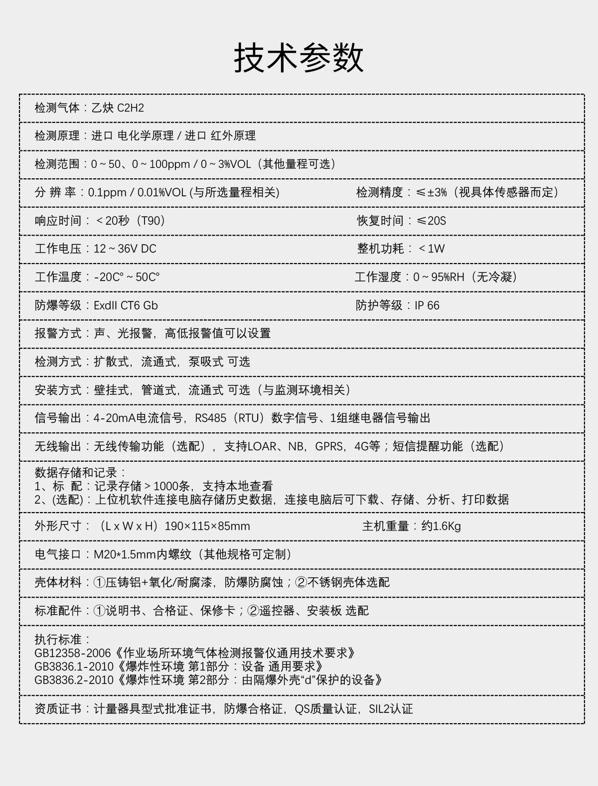 固定分體式乙炔檢測(cè)儀(泄漏)