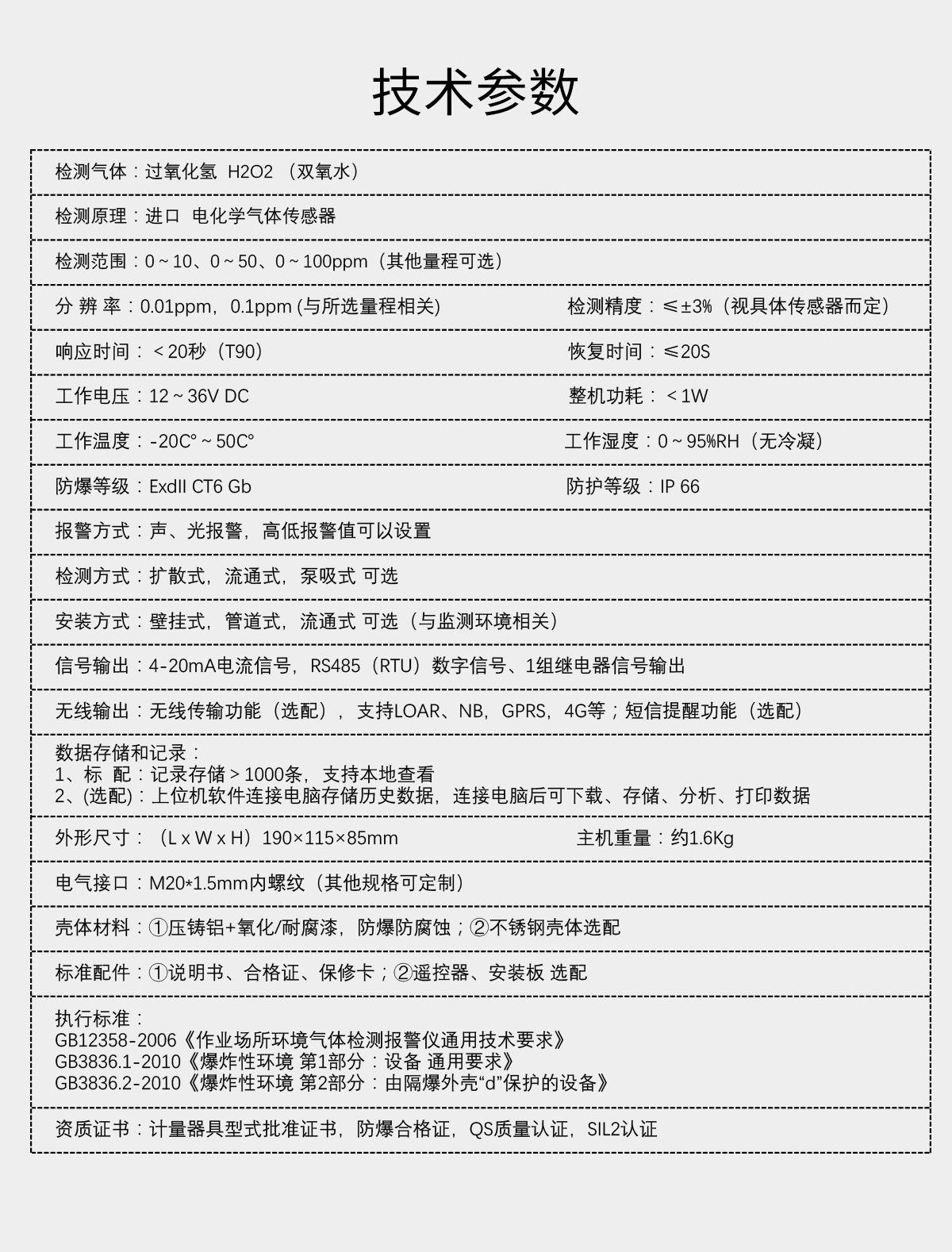 固定分體式過氧化氫檢測儀