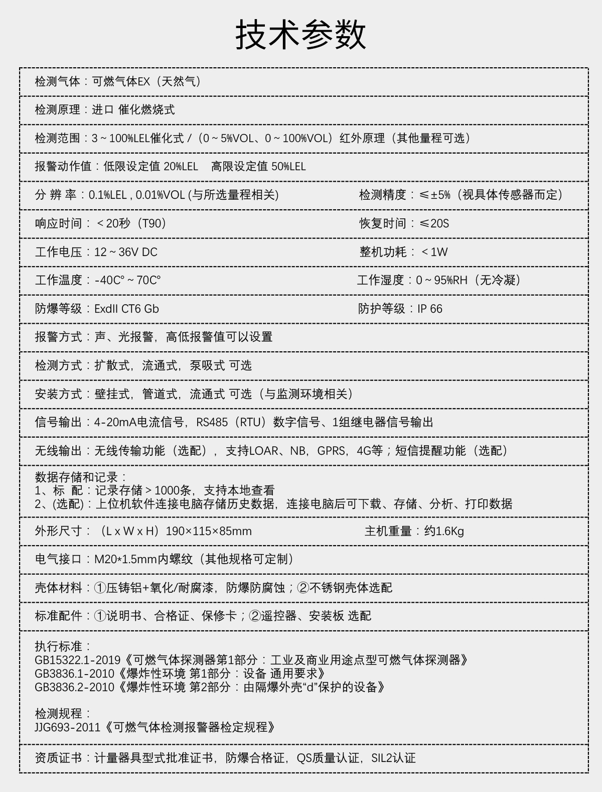 固定分體式氣體檢測(cè)儀-天然氣