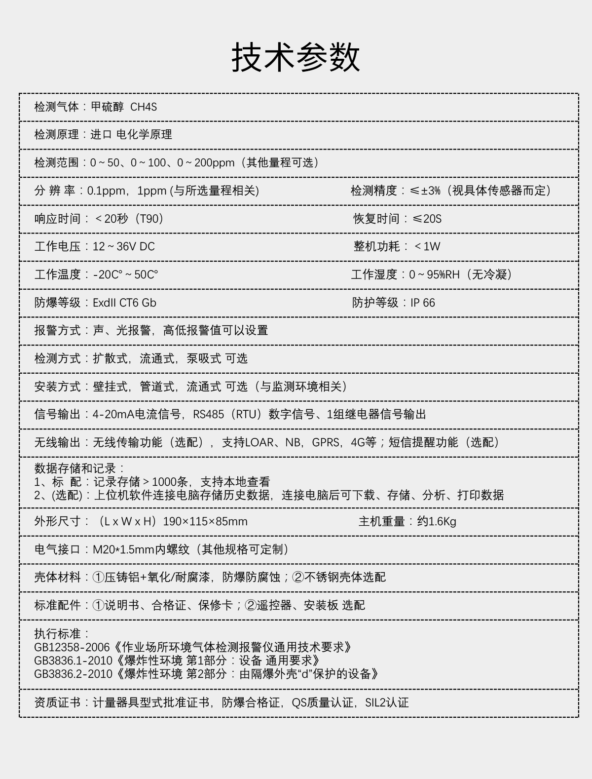 固定分體式甲硫醇檢測(cè)儀