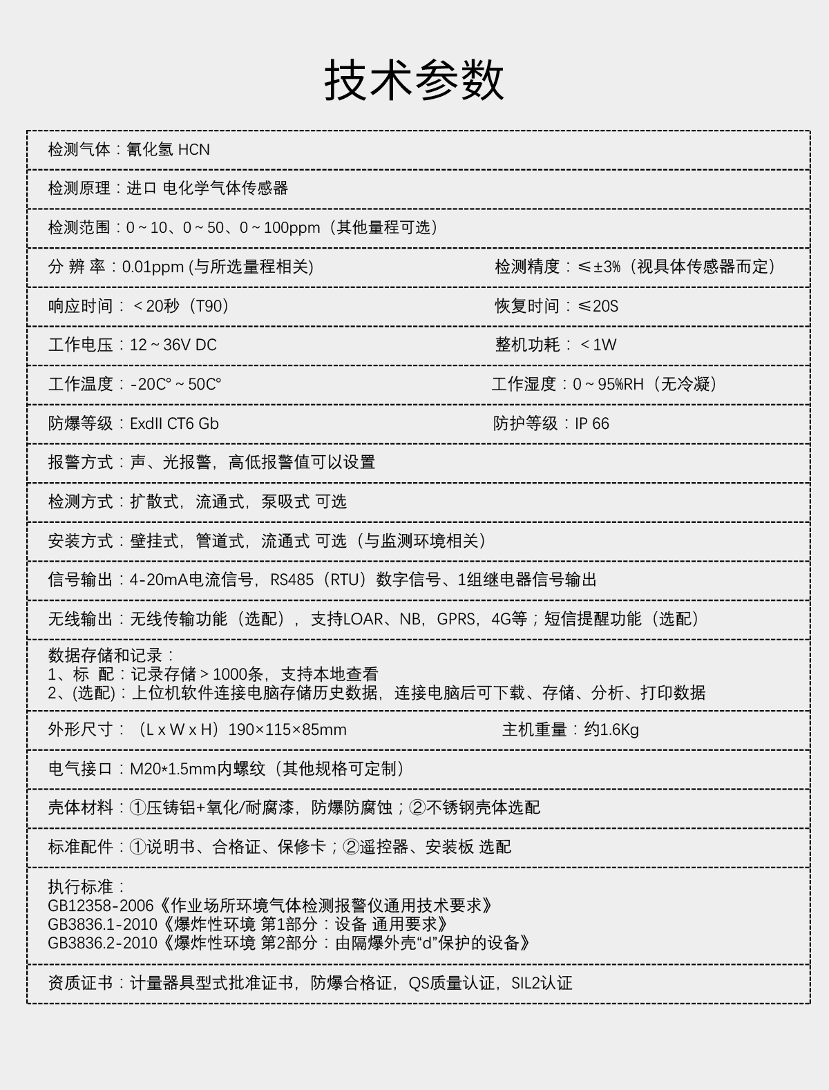 固定分體式氰化氫檢測儀