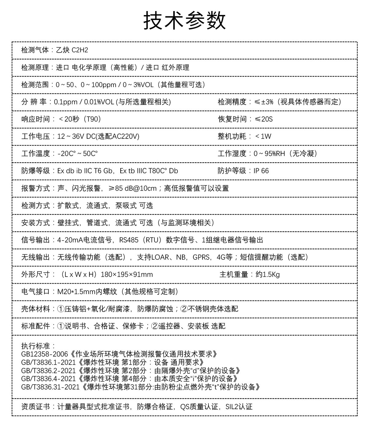 固定式乙炔檢測(cè)儀（微量）