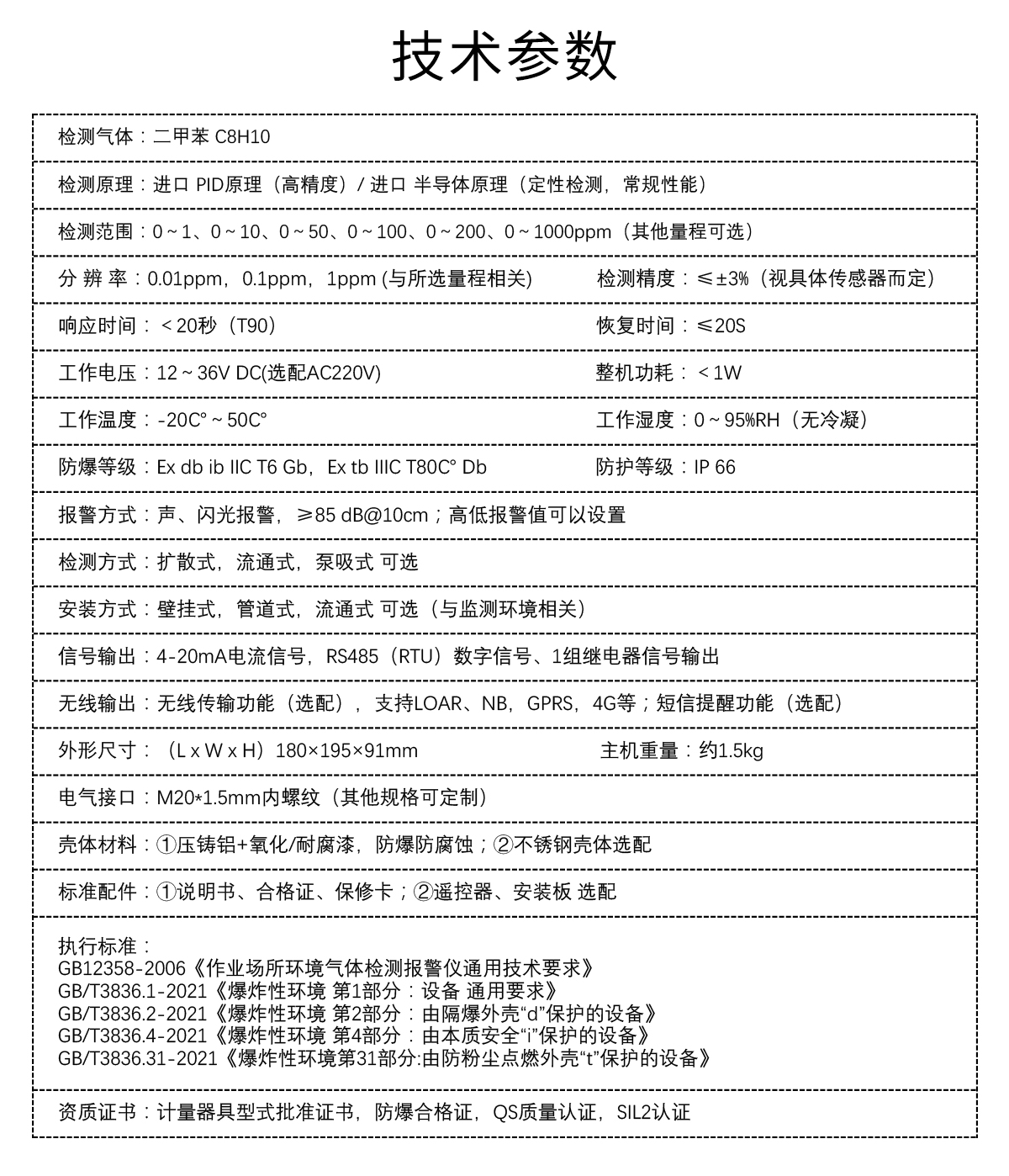 固定式二甲苯檢測(cè)儀